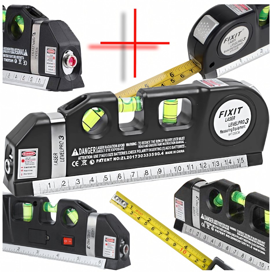 Laserová vodováha se zabudovaným metrem 250 cm..