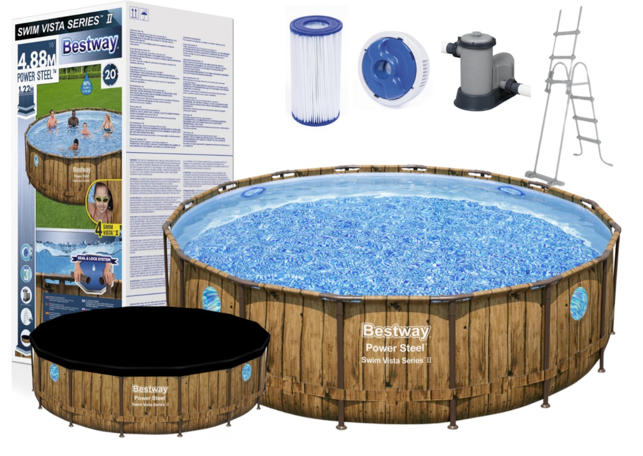 Zahradní bazén 488 x 122 cm + filtr, čerpadlo, žebřík a dávkovač Bestway