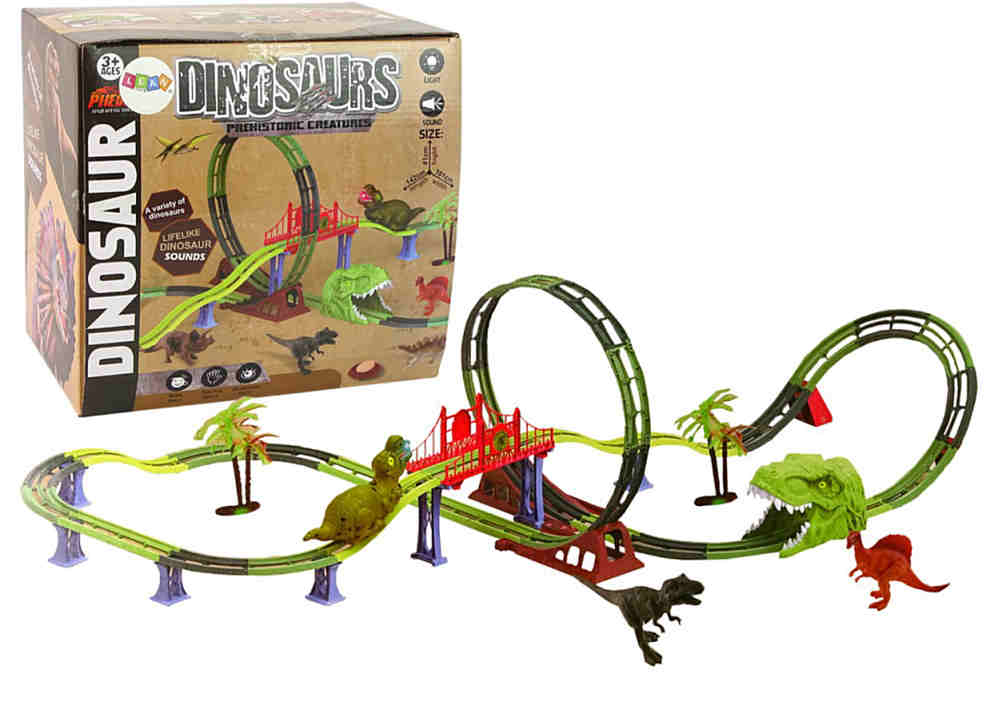 Dino Park: Velká spirálová autodráha s elektrickým výtahem, světly a zvuky