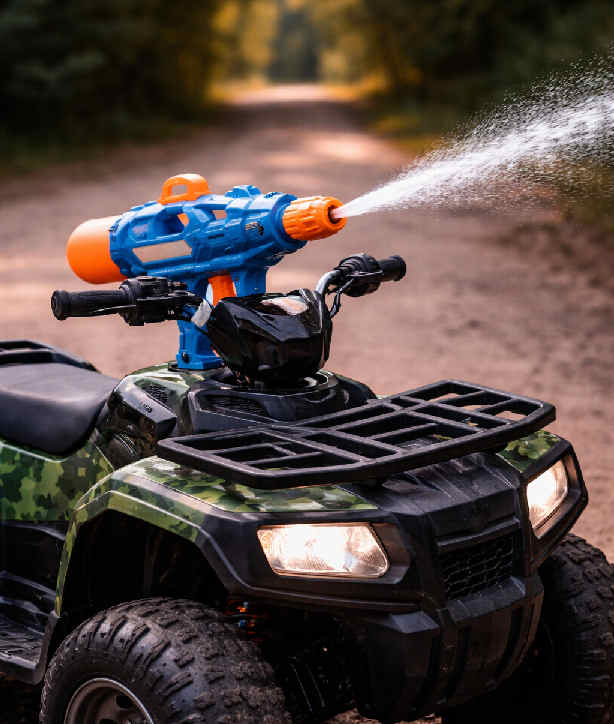 Dovybavení útočnou vodní pistolkou pro odhánění chodců