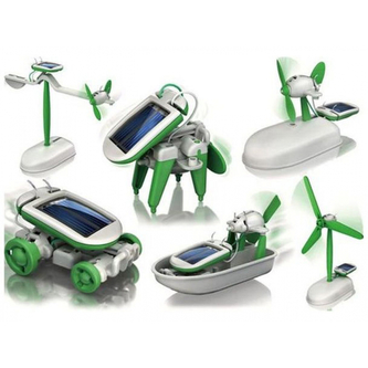 SolarBot 6v1 - solární stavebnice robota, bílo-zelená